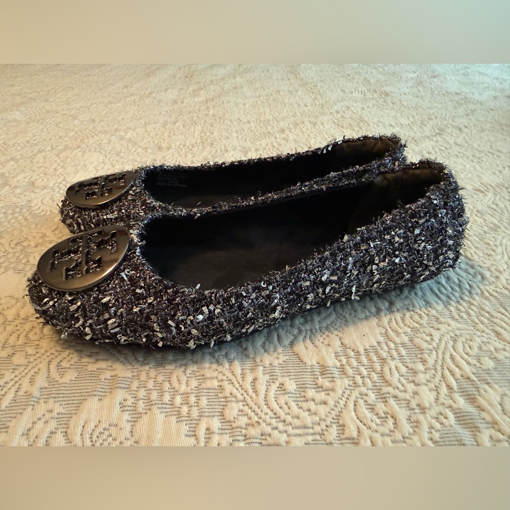 New Without Tags Tory Burch Metallic Tweed Flats Size 8